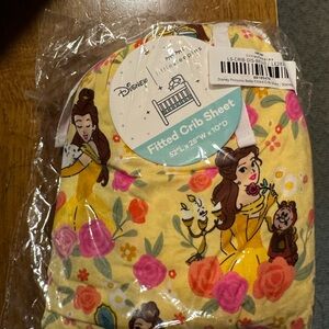 Little sleepies Disney Belle beauty and the beast yellow Fitted Crib Sheet nwt